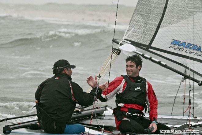 Winners line honours Mitch and Taylor Booth - Zwitserleven Round Texel Race 2011 © Thom Touw http://www.thomtouw.com